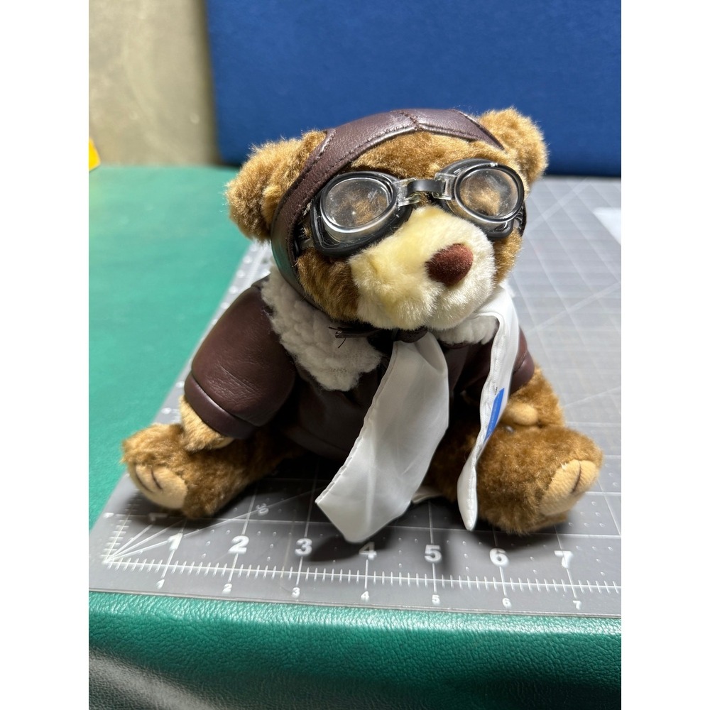 American Express‎ Amex 6" Brown Aviator Bomber Advertising Plush Teddy Bear